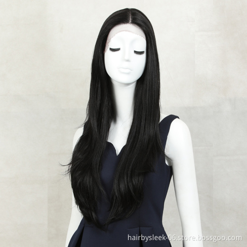 30 inches  Medium Brown Color Synthetic Hair Wigs For Women Long Natural Wavy Lace Front Wig With Natural Hairline Middle Part